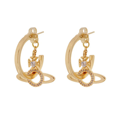 Double Hoop Snake Orb Earrings