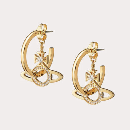 Double Hoop Snake Orb Earrings