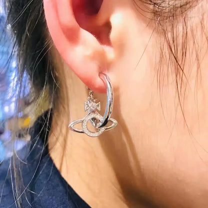 Double Hoop Snake Orb Earrings