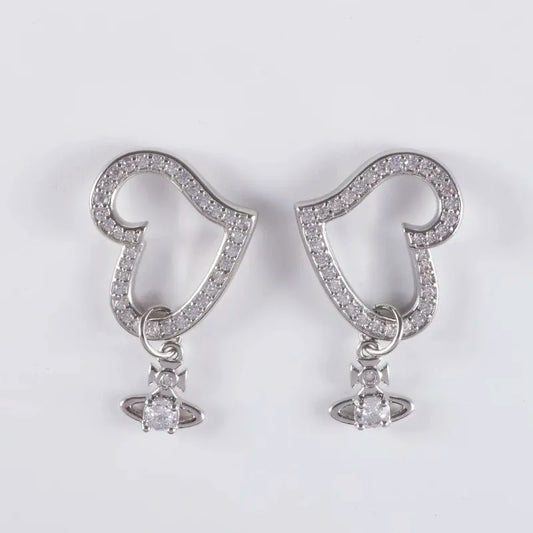 Heart Frame Orb Drop Earrings