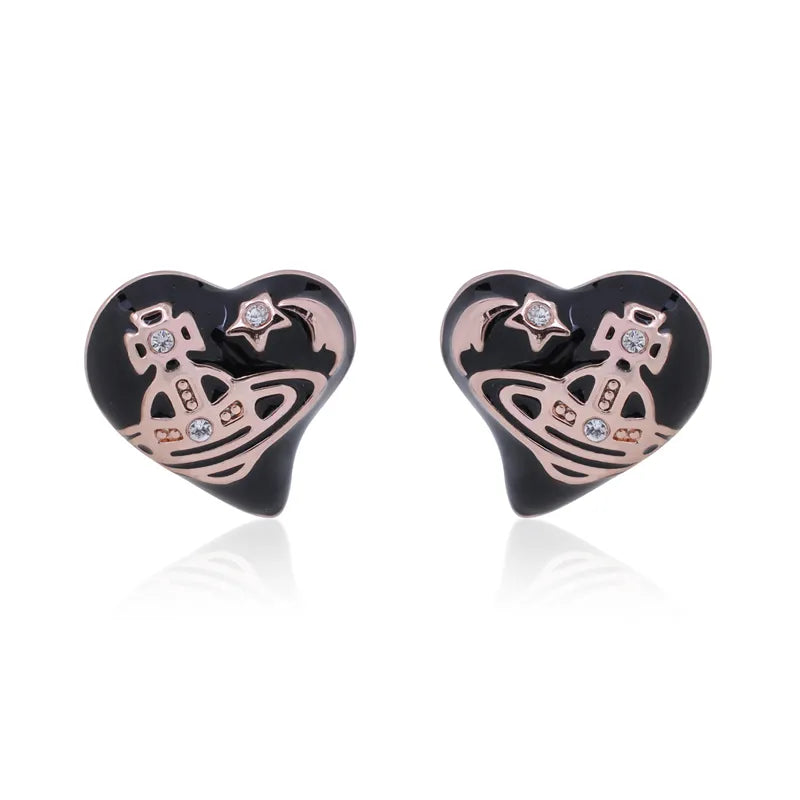 Heart Enamel Stud Earrings