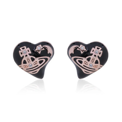 Heart Enamel Stud Earrings
