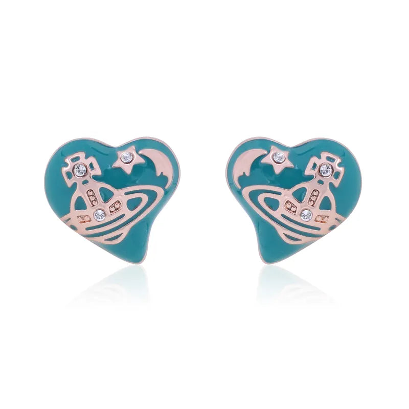 Heart Enamel Stud Earrings