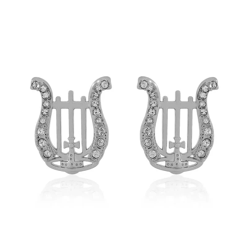 Crystal Lyre Stud Earrings