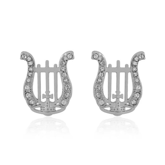 Crystal Lyre Stud Earrings