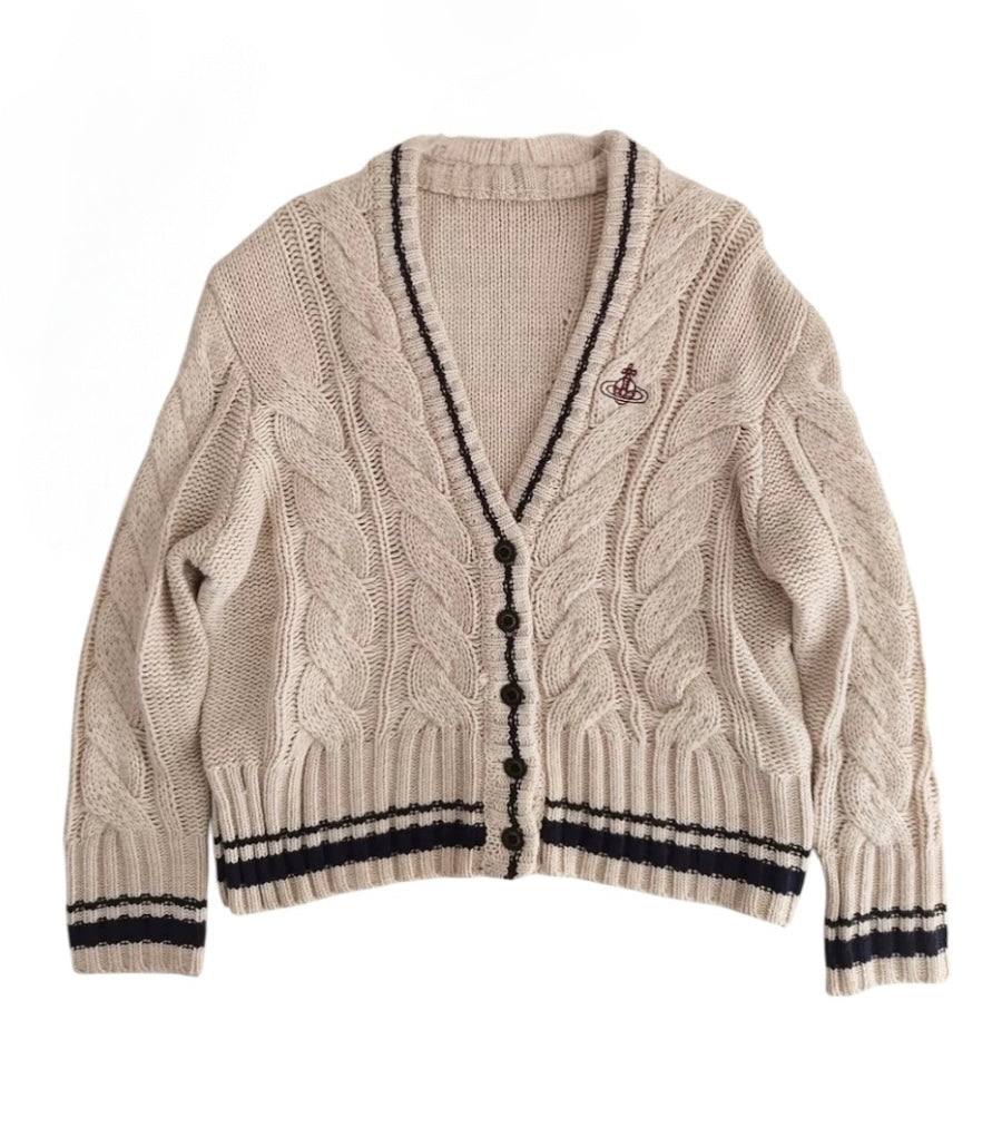 Knitted Sweater Saturn Embroidery V-Neck Cardigan