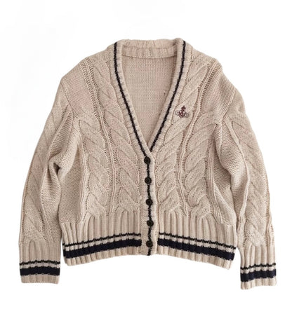 Knitted Sweater Saturn Embroidery V-Neck Cardigan
