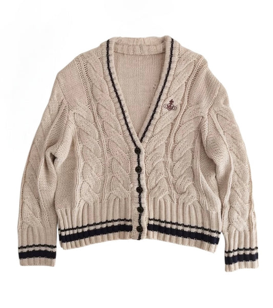 Knitted Sweater Saturn Embroidery V-Neck Cardigan