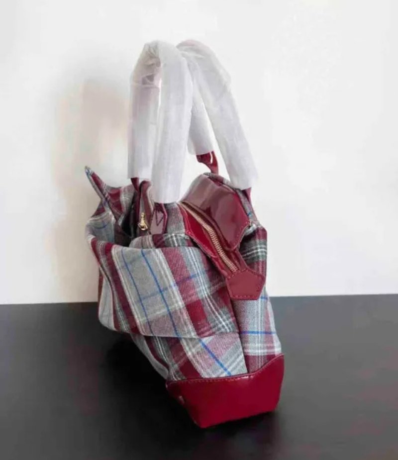 Vintage Saturn Plaid Tote Bag