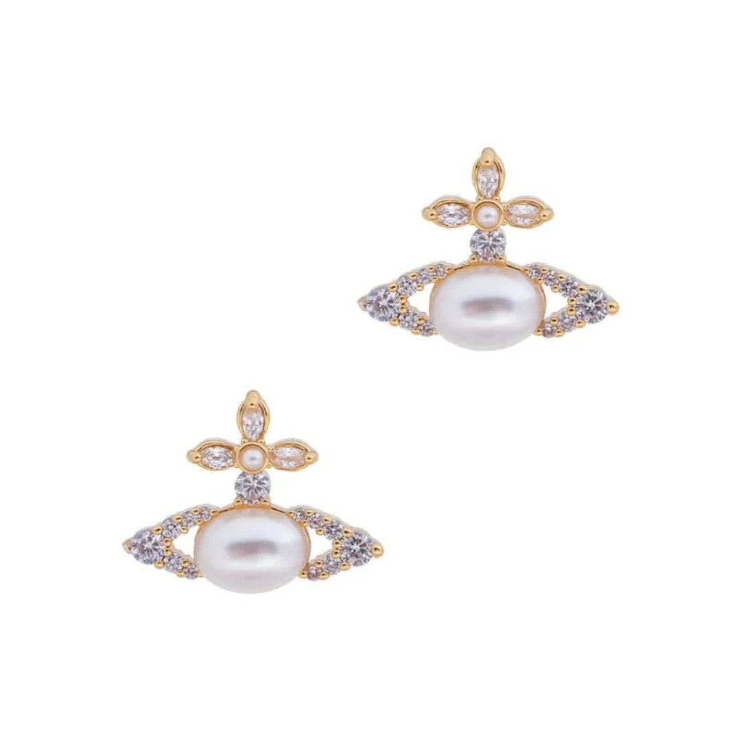 ADA Oval Pearl Diamond Earrings