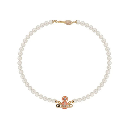 KITTY Pin Lacquered Saturn Pearl Necklace