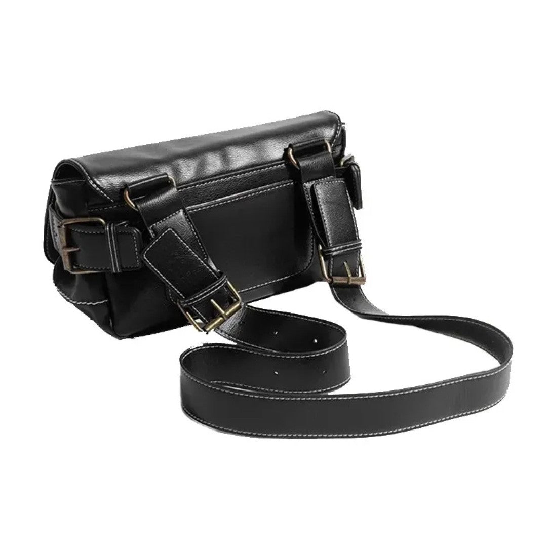 Embossed Leather Flap Shoulder Bag