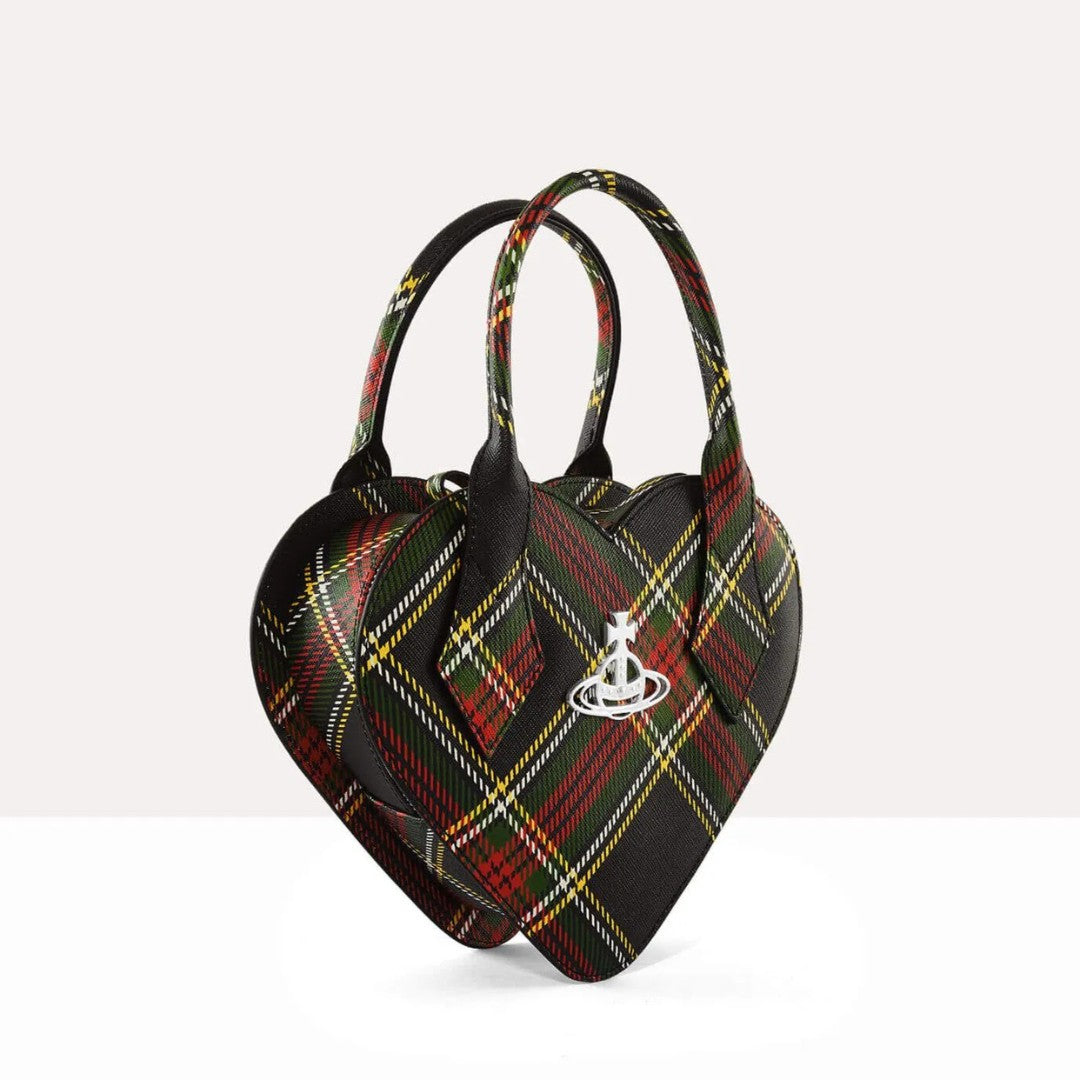 Tartan Heart Crossbody Bag with Structured Handles