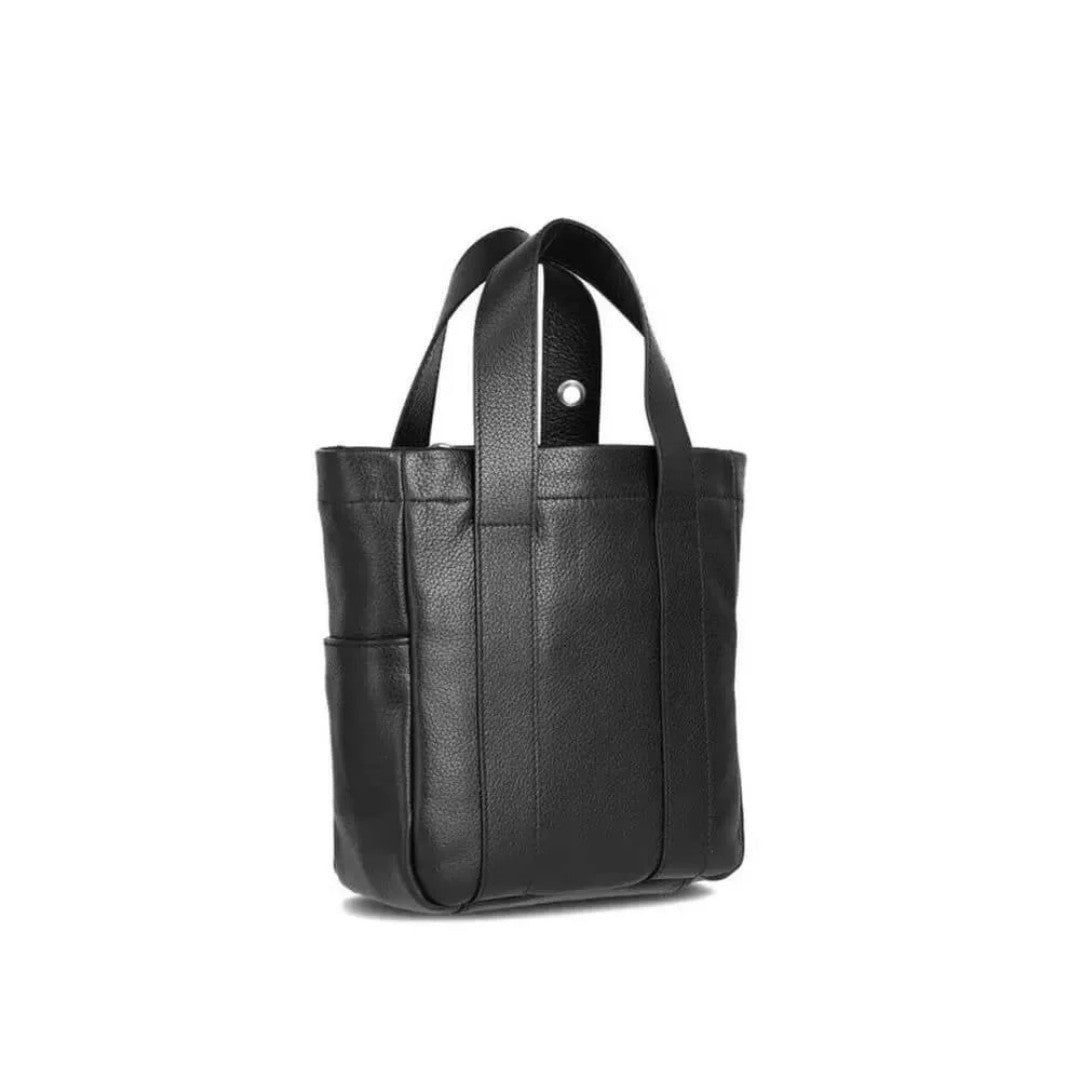 Structured Leather Tote with Pouch