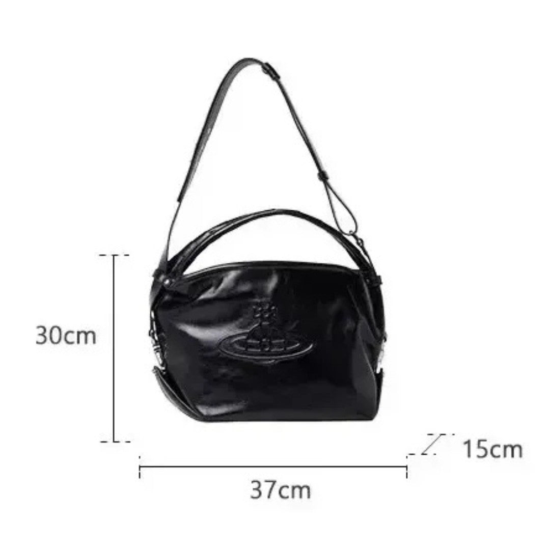 Glossy Leather Shoulder Tote Bag