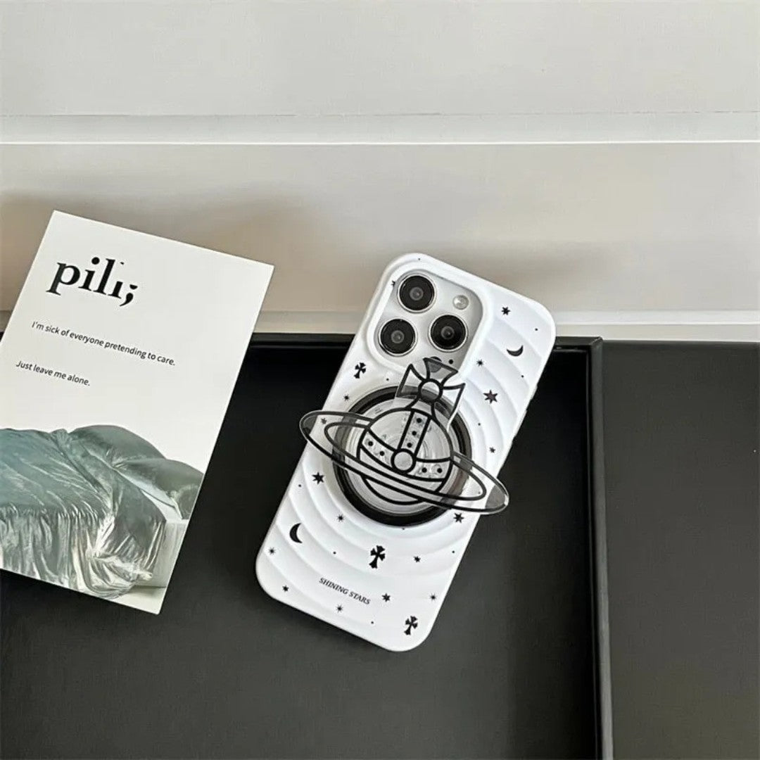 White 3D Saturn Phone Case