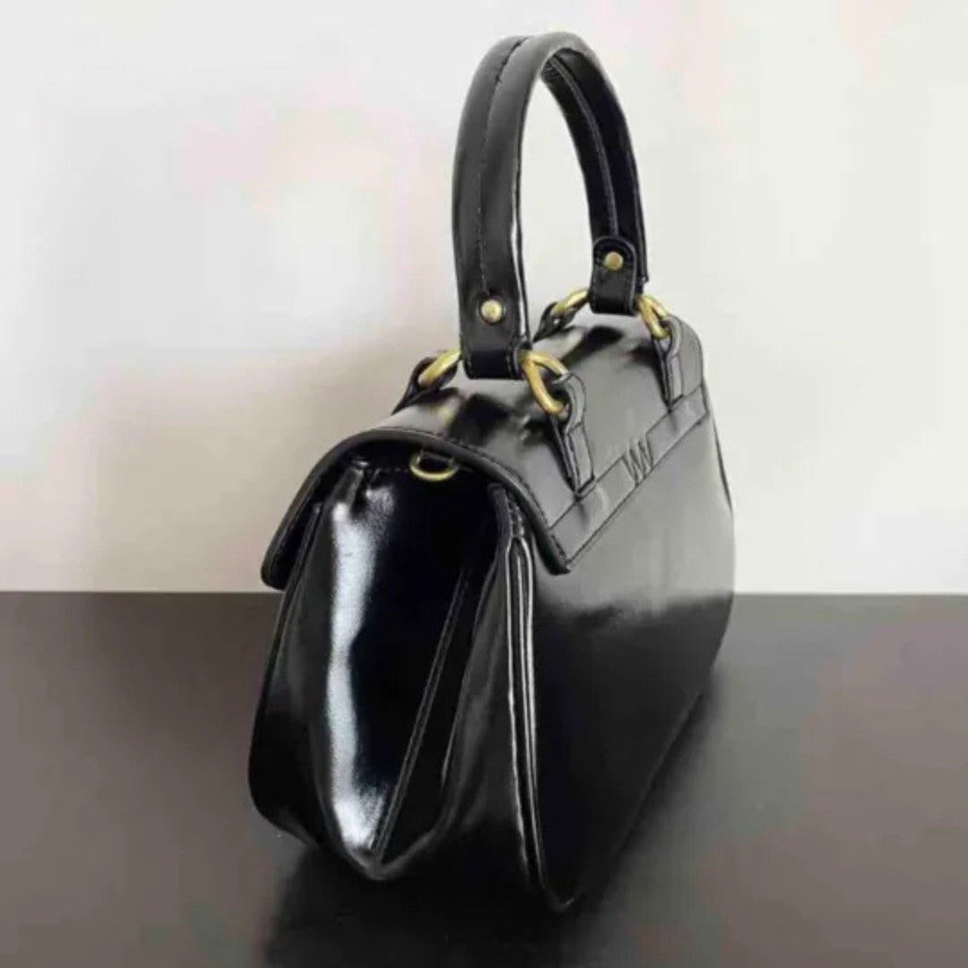 Waxed Leather Buckle Tote Bag