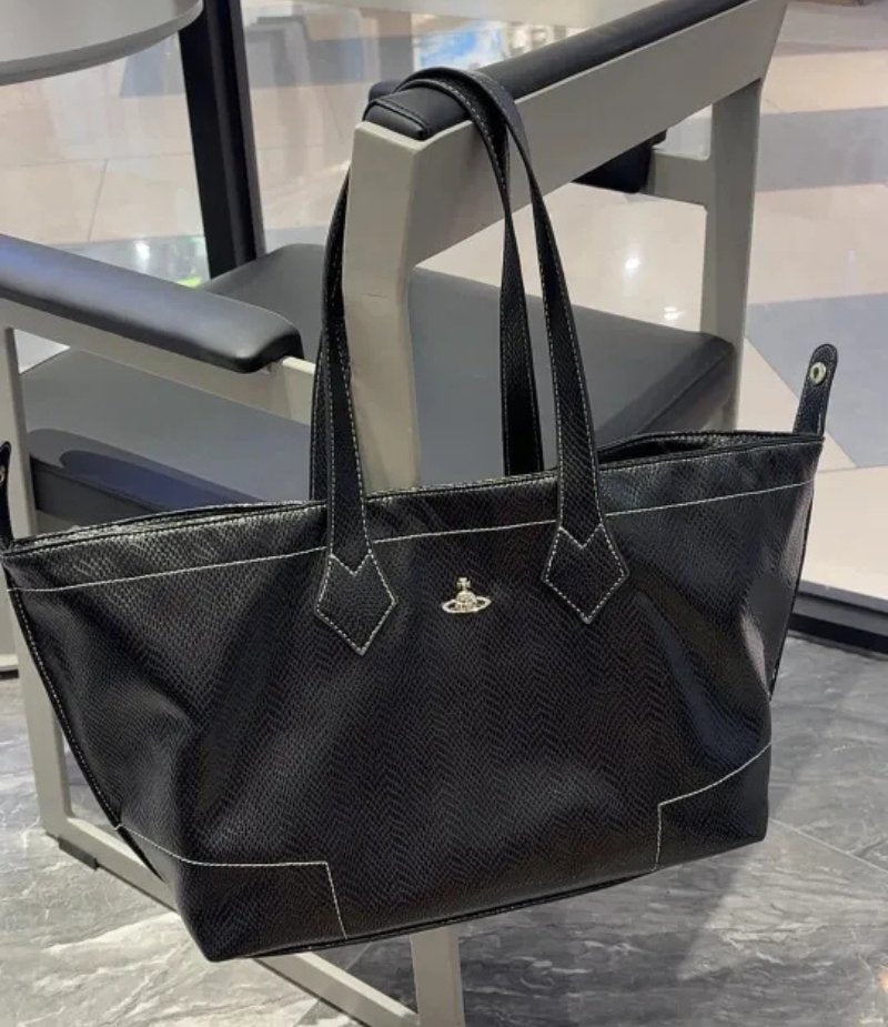 Structured Snake Texture Saturn Tote