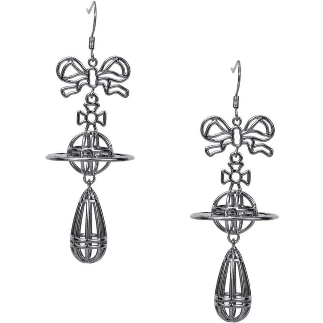Skeleton Bow Saturn Earrings