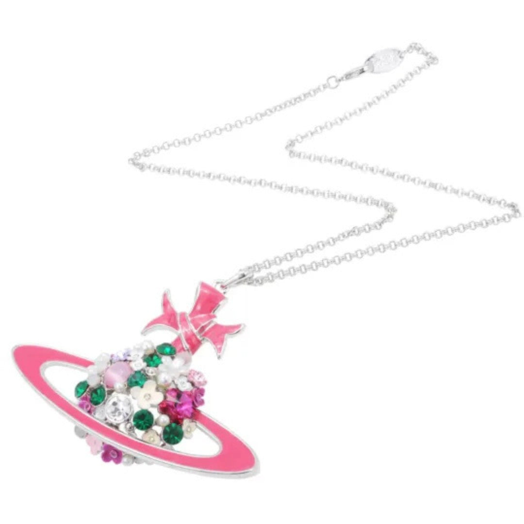 Large Flower Saturn Necklace
