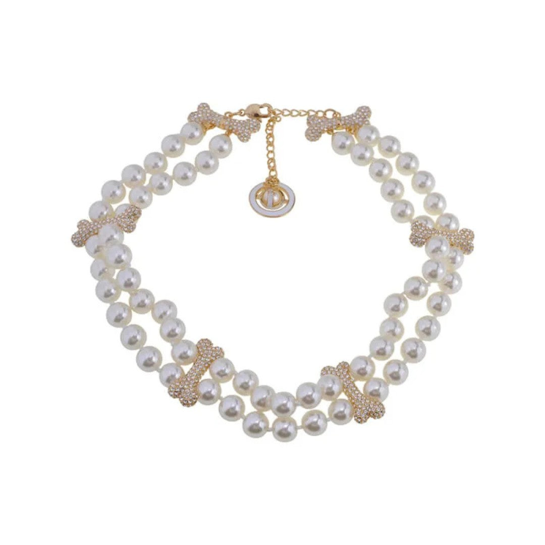 FAUSTINE Double Pearl Bone Choker