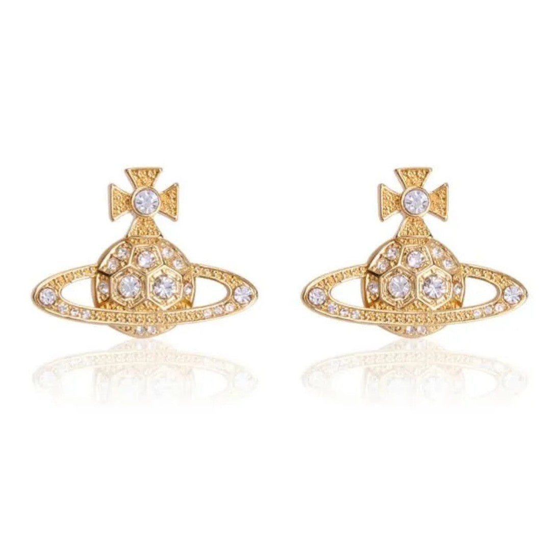 Honeycomb Diamond Saturn Earrings