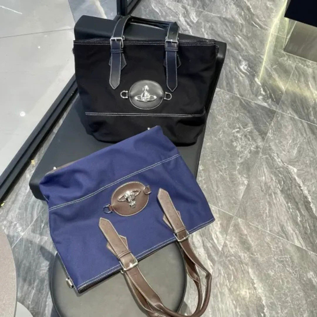 Vintage Canvas Saturn Tote Bag with Buckle Straps