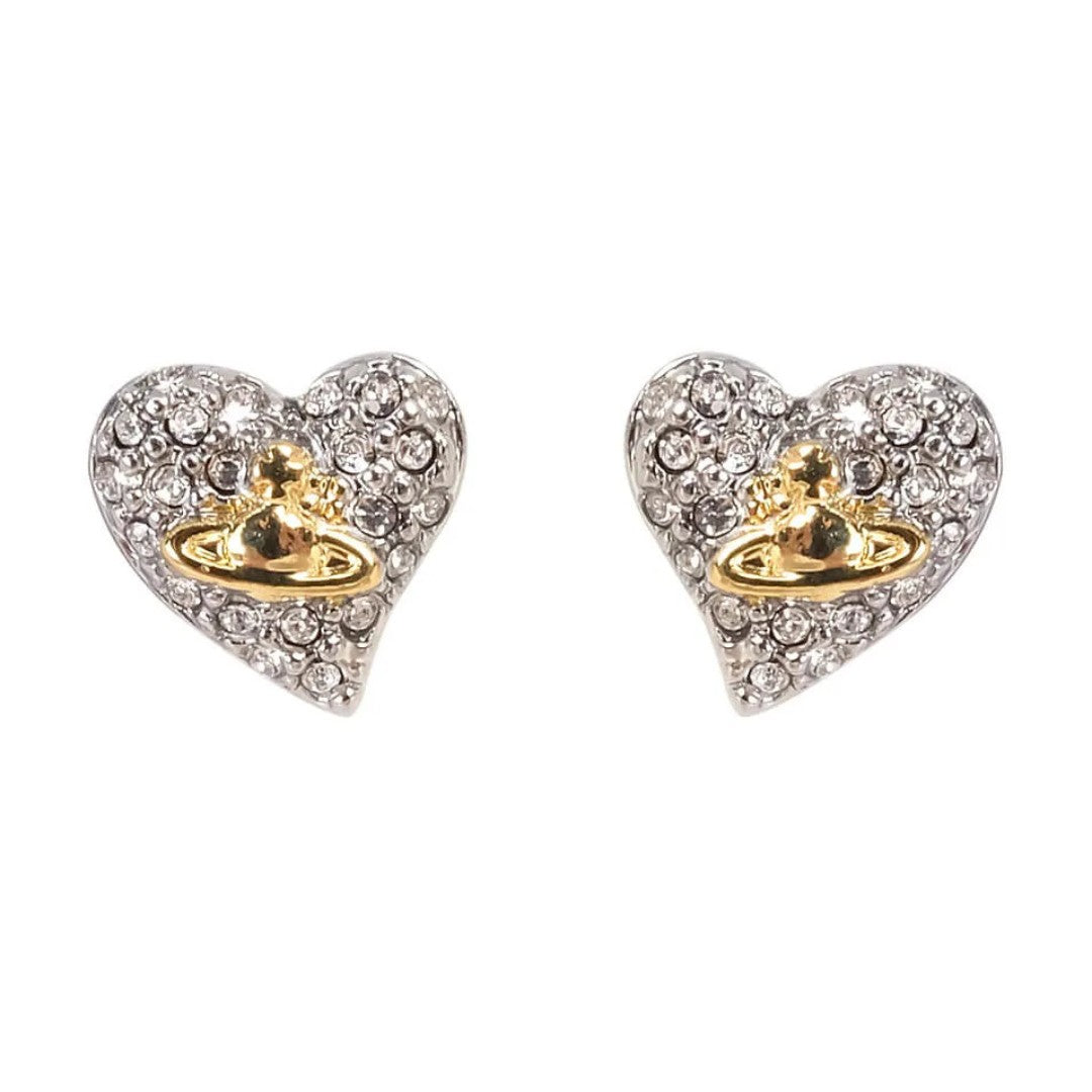 Full Diamonds Heart Saturn Earrings