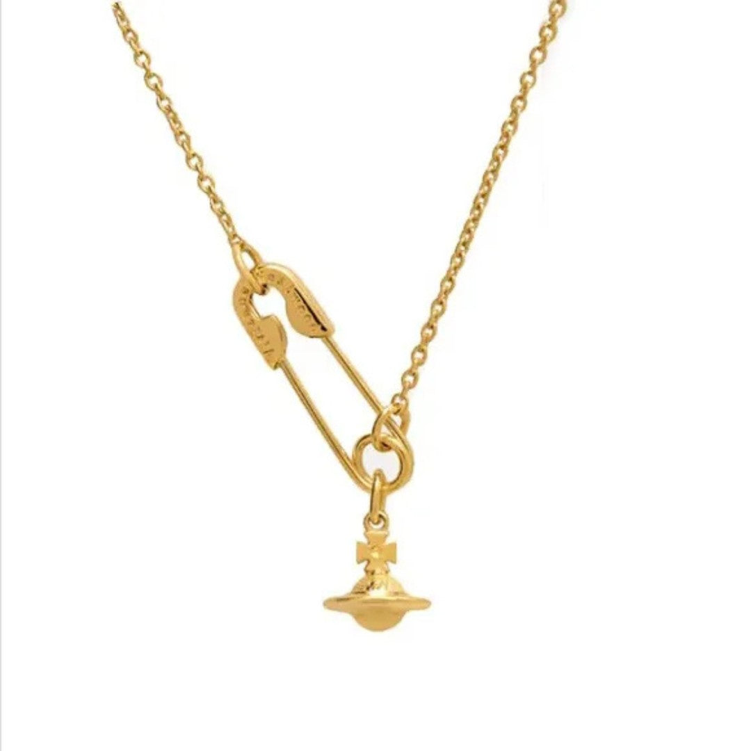 Safety Pin Saturn Necklace