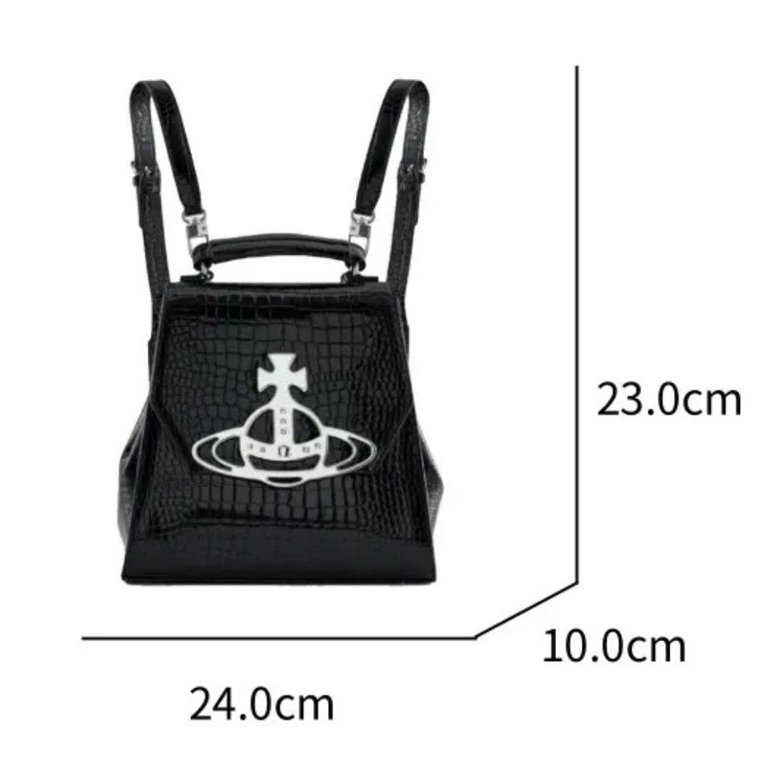 Croc-Textured Leather Mini Backpack