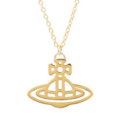 Line Cutout Saturn Necklace