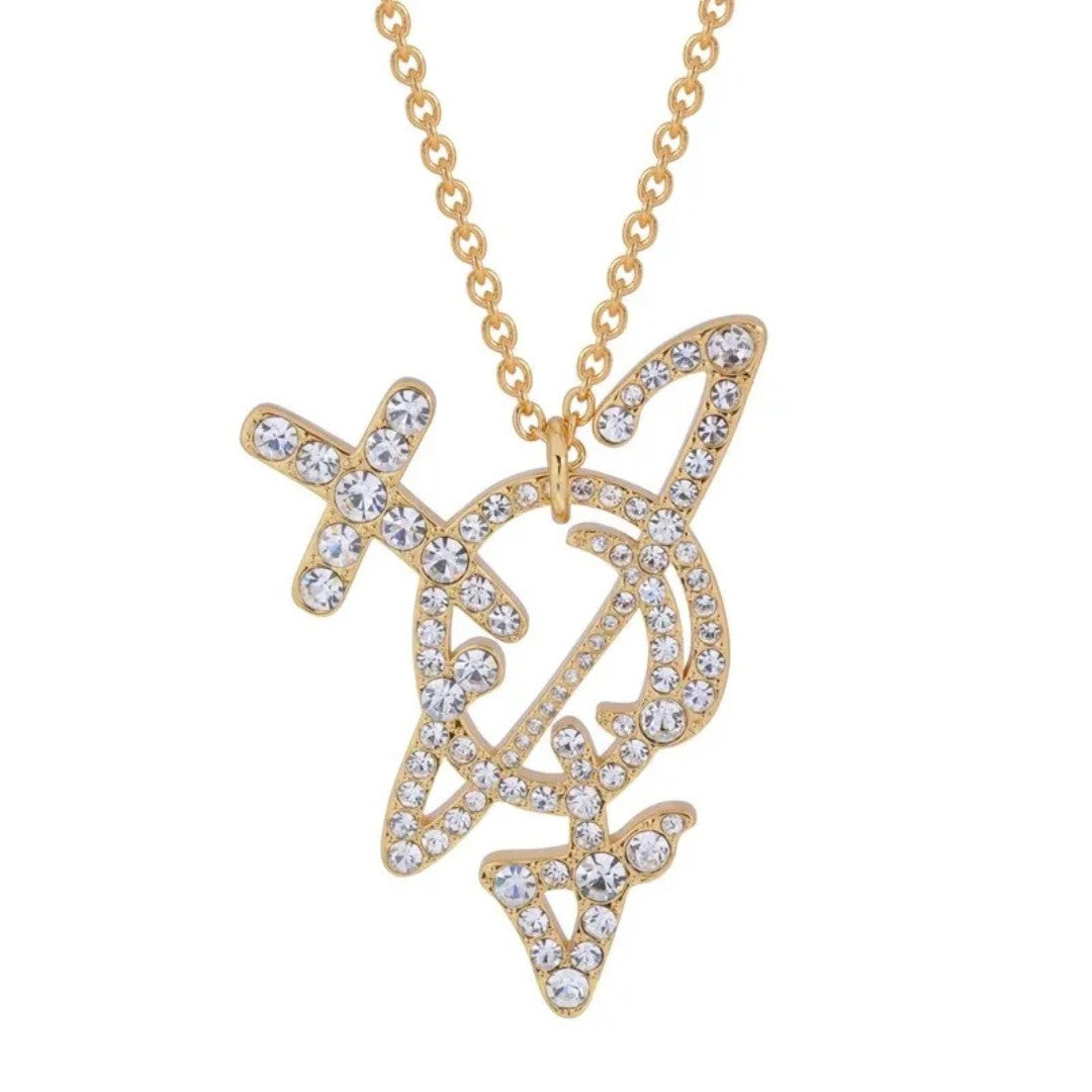 Large Line Arrows Saturn Necklace