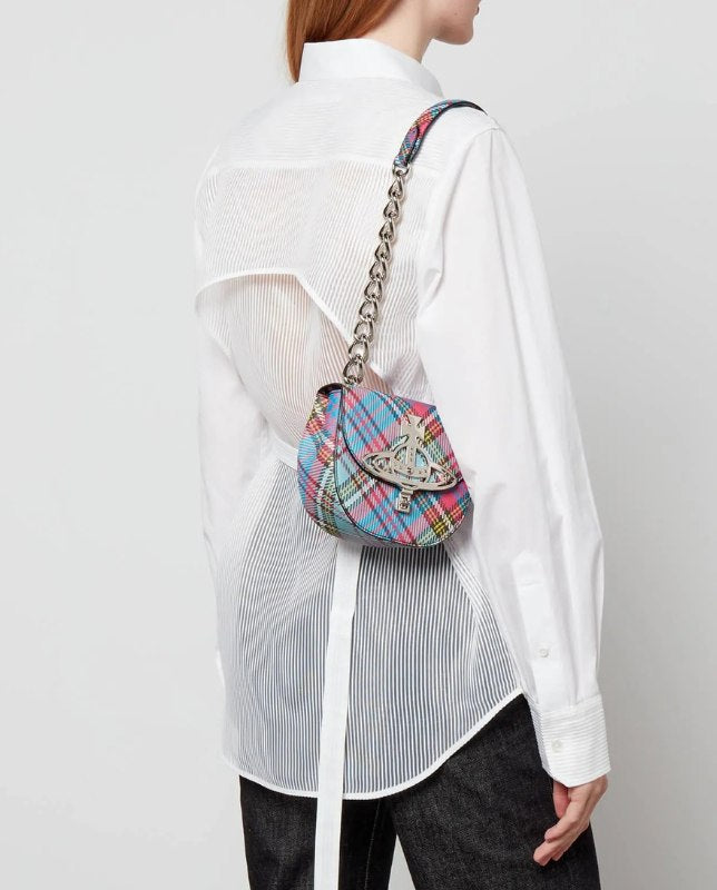 Tartan Vegan Leather Saddle Bag