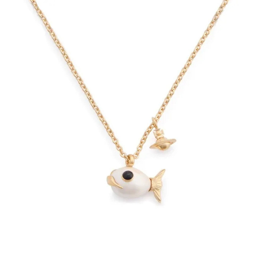 LUZIE Fish Orb Saturn Necklace