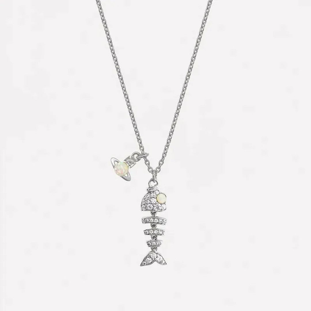 Lyall Fishbone Diamond Pendant Necklace