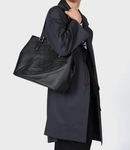 Embossed Leather Structured Tote Bag