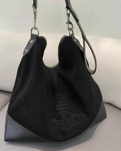 Oversized Suede Leather Hobo Tote