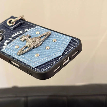 Denim Pocket Charm Phone Case