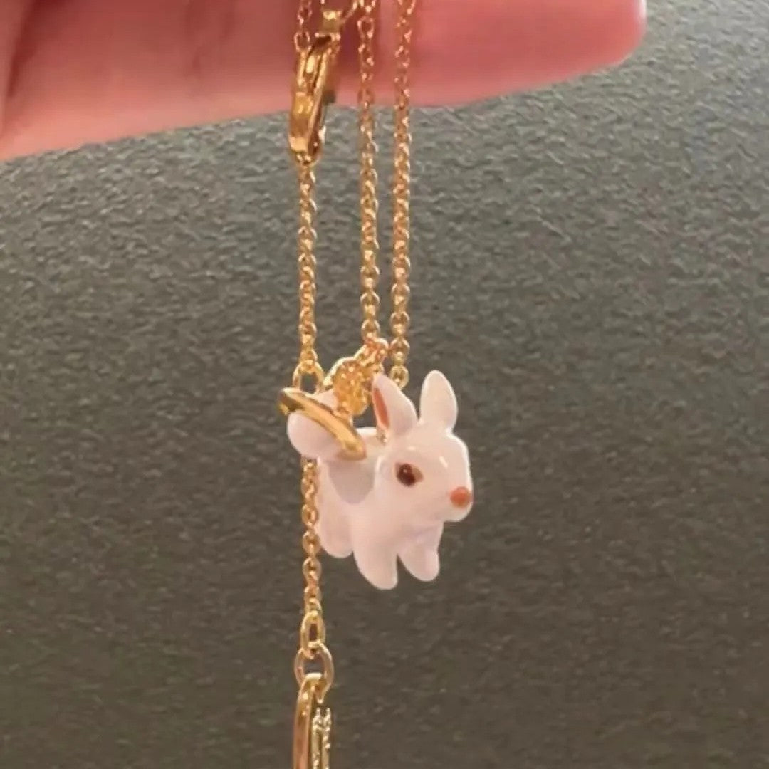 White Rabbit Saturn Necklace