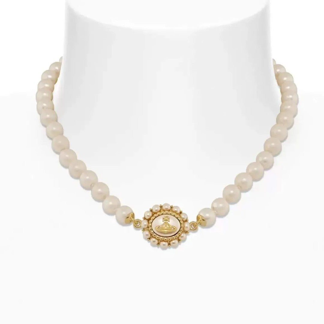 AMAYA Full Pearl Saturn Necklace