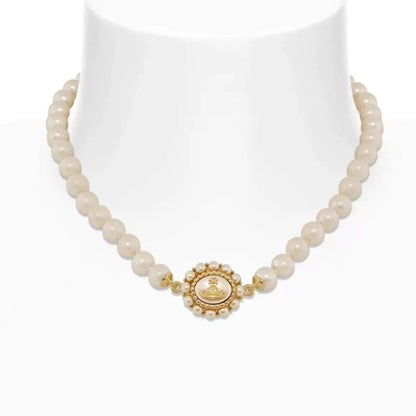 AMAYA Full Pearl Saturn Necklace