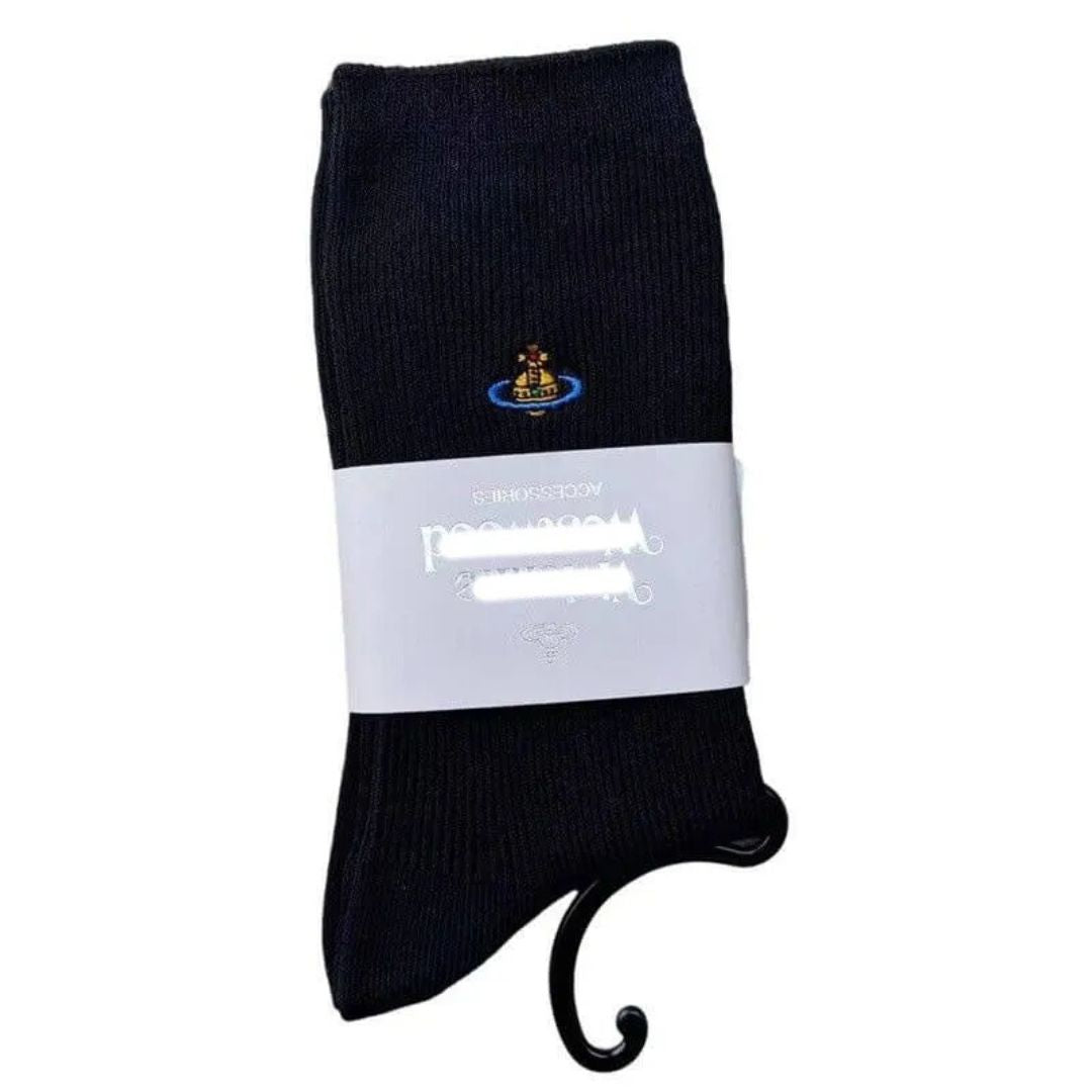 Embroidered Orb Ribbed Socks