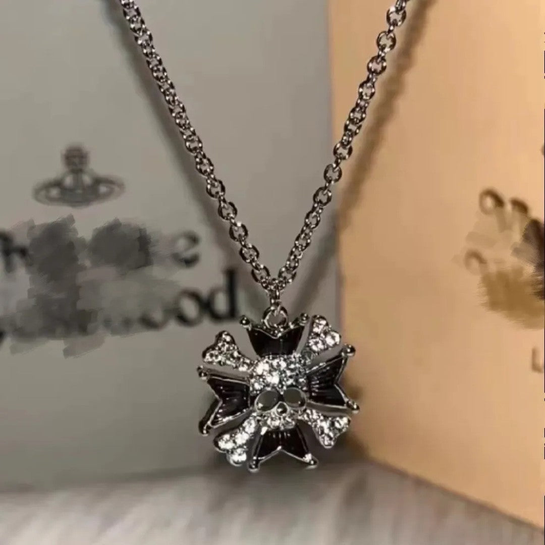 Lacquered Medallion Skull Necklace