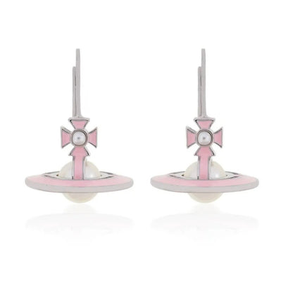 Pink Lacquered Saturn Earrings