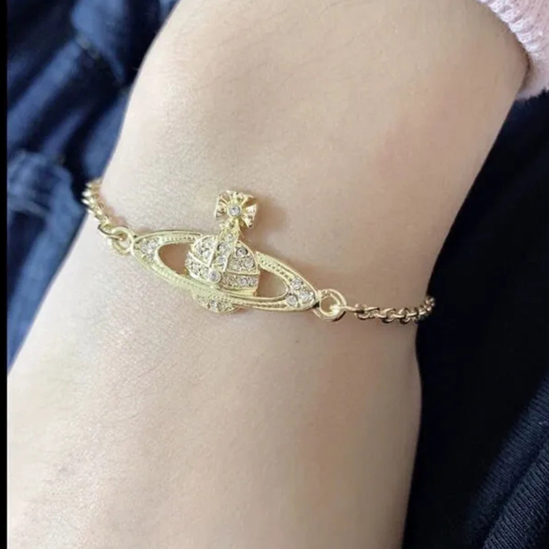 Crystal Orb Emblem Chain Bracelet