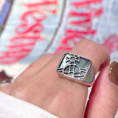 Iridescent Emblem Signet Ring