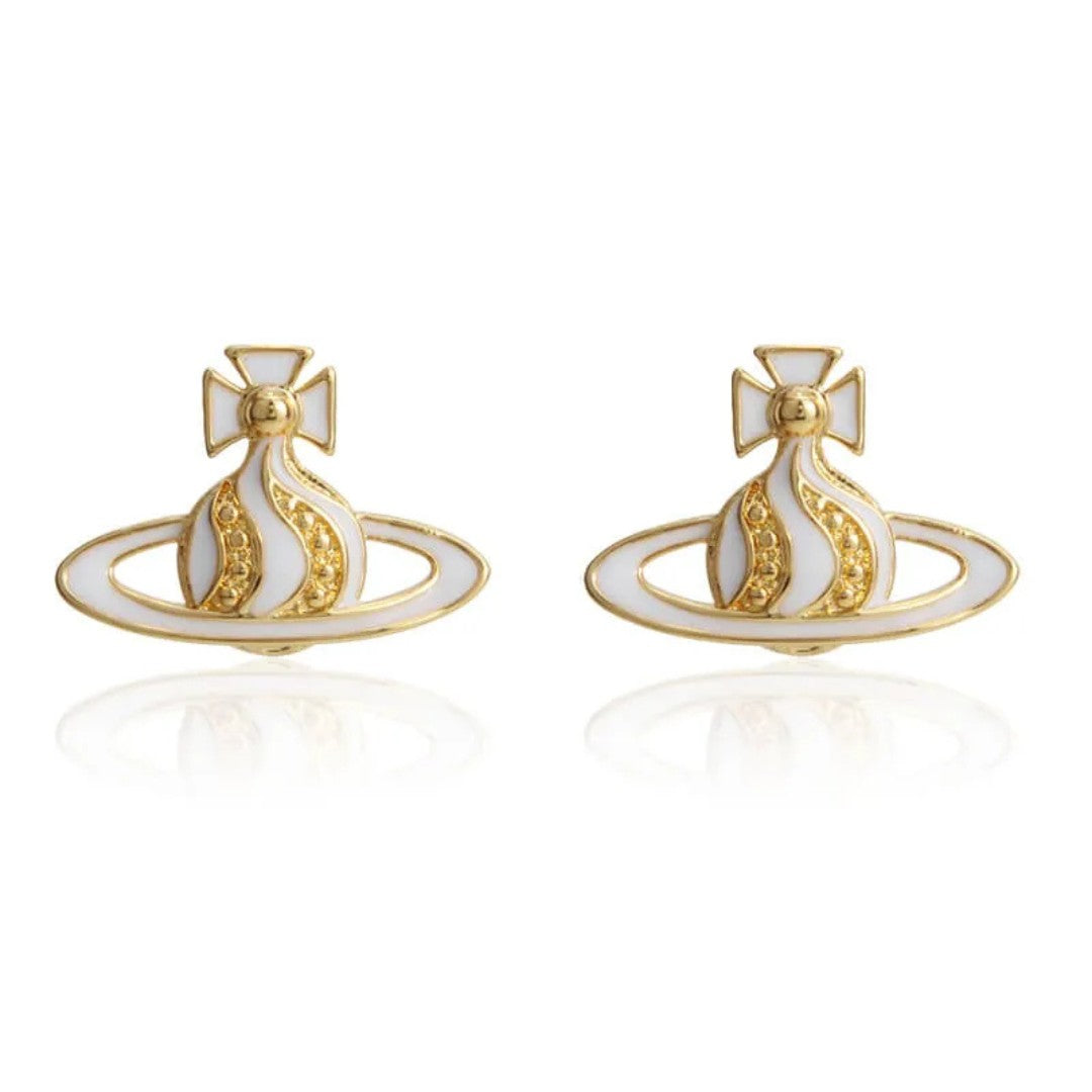 Chocolate Cream Saturn Earrings