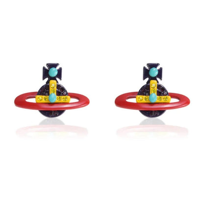Painted Colorful Saturn Earrings