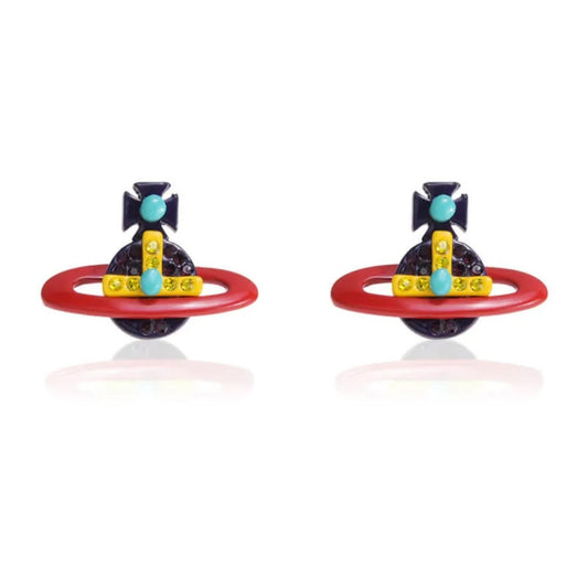 Painted Colorful Saturn Earrings