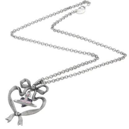 Baroque Ribbon Heart Saturn Necklace
